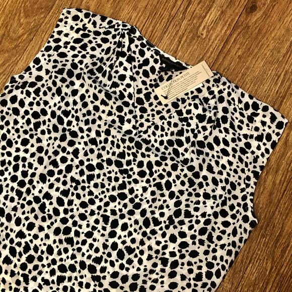 Banana Republic White Black Animal Print Keyhole Sleeveless Blouse Size XSP - Picture 3 of 12